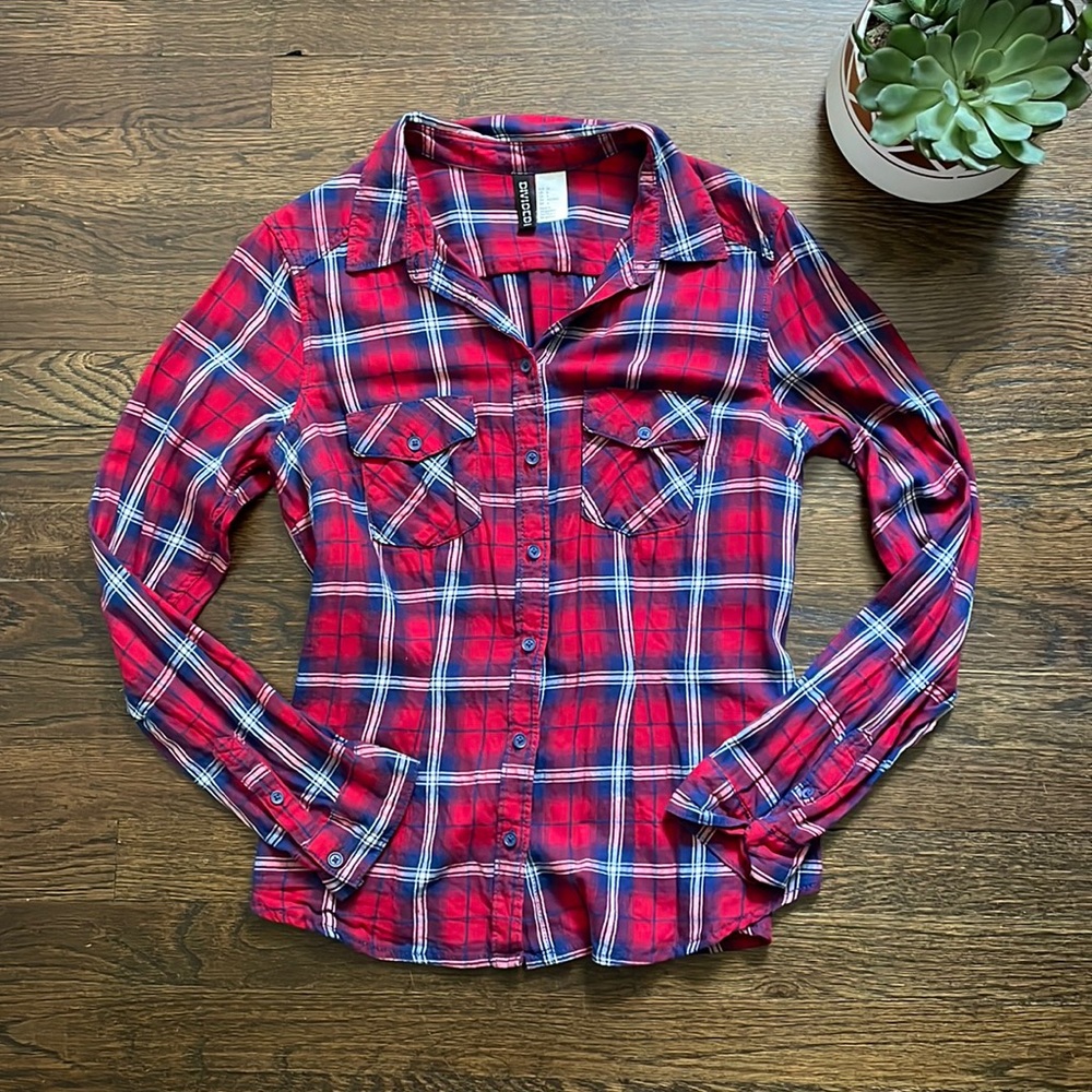 H&M plaid button up